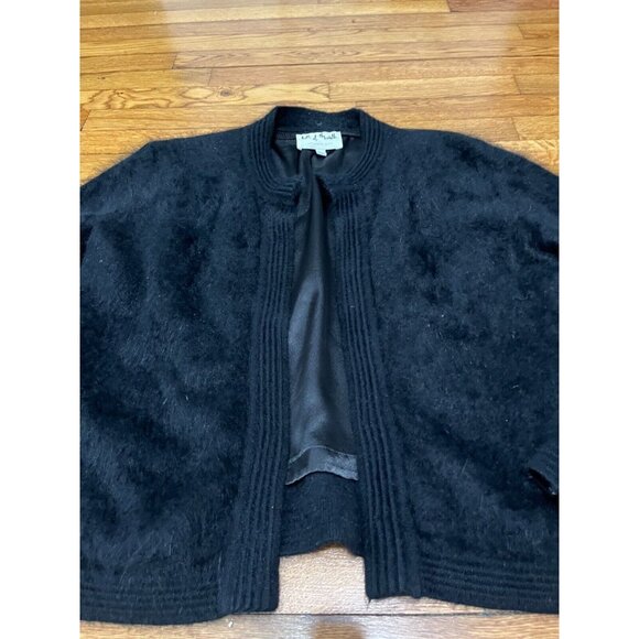 Vintage Talk of the Walk Evening Mohair Open Front Jacket Size XL Black Rabbit - Picture 2 of 5